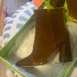 Sam Edelman Rust Velvet Ankle Boots